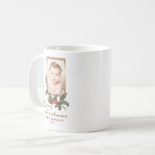 ヴィンテージスタイルホリー |メリークリスマス |写真 コーヒーマグカップ (正面左)