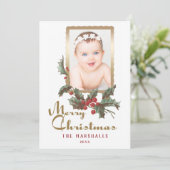 ヴィンテージスタイルホリー |メリークリスマス |写真 シーズンカード (スタンド正面)