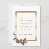 ヴィンテージスタイルホリー |メリークリスマス |写真 シーズンカード (裏面)