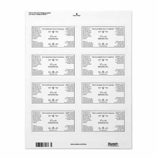 ヴィンテージスタイルホワイトとブラック文字化粧料ラベル ラベル (フルシート)