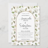 ヴィンテージスタイルホワイトミントロマンチックなフローラ結婚ズ 招待状 (正面)