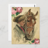 ヴィンテージスタイルホースアンドバラカフランスのルテポスタール ポストカード (正面/裏面)