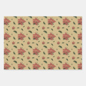 ヴィンテージスタイルポインセチア素朴クリスマス ラッピングペーパーシート (正面)