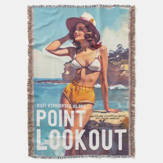 ヴィンテージスタイルポイントルックアウトトラベル スローブランケット (正面縦)