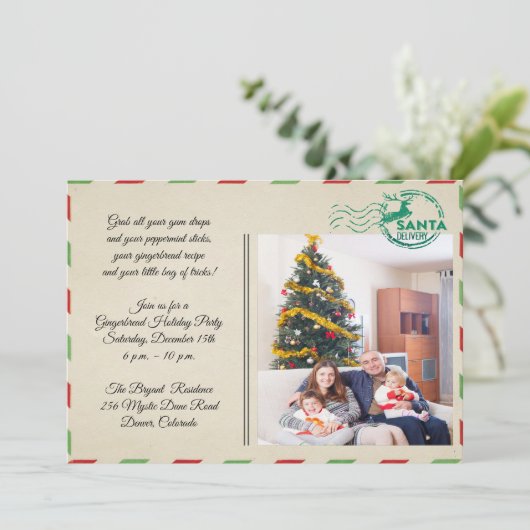 ヴィンテージスタイルポストカードホリデーセレブレーションパーティー 招待状 (スタンド正面)