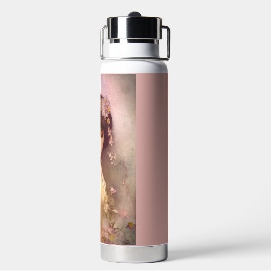 ヴィンテージスタイルポートレートの美しいフローラ女性 ウォーターボトル (背面)