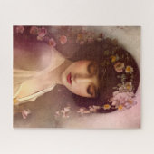 ヴィンテージスタイルポートレートの美しいフローラ女性 ジグソーパズル (横)