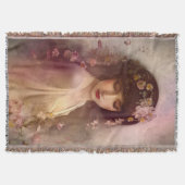 ヴィンテージスタイルポートレートの美しいフローラ女性 スローブランケット (正面)