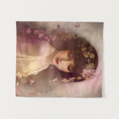 ヴィンテージスタイルポートレートの美しいフローラ女性 タペストリー (正面(横))