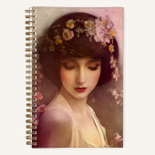 ヴィンテージスタイルポートレートの美しいフローラ女性 ノートブック (正面)