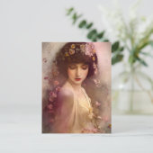 ヴィンテージスタイルポートレートの美しいフローラ女性 ポストカード (スタンド正面)