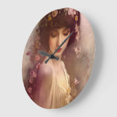 ヴィンテージスタイルポートレートの美しいフローラ女性 ラージ壁時計 (傾斜)