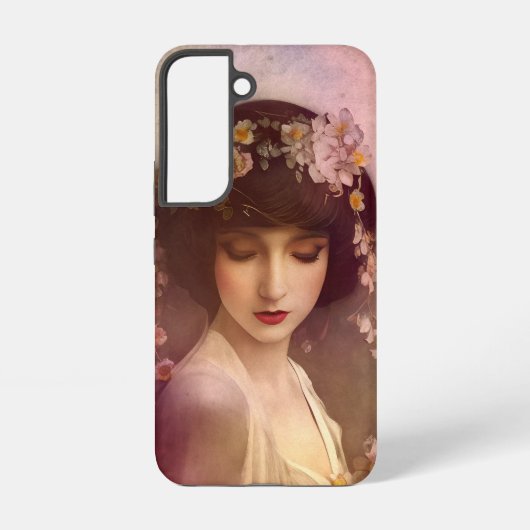 ヴィンテージスタイルポートレートの美しいフローラ女性 SAMSUNG GALAXYケース (裏面)