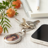 ヴィンテージスタイルポートレートの美しい女性ピンク キーホルダー (側面)