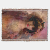 ヴィンテージスタイルポートレートの美しい女性ピンク スローブランケット (正面)