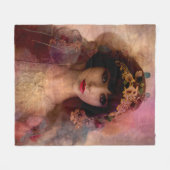 ヴィンテージスタイルポートレートの美しい女性ピンク フリースブランケット (正面(横))