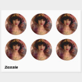 ヴィンテージスタイルポートレートの美しい女性ピンク ラウンドシール (シート)