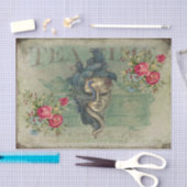 ヴィンテージスタイルマスク，花，ティータイム 薄葉紙 (クラフト)