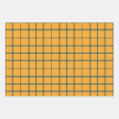 ヴィンテージスタイルマスタード及びティール（緑がかった色） ラッピングペーパーシート (正面3)