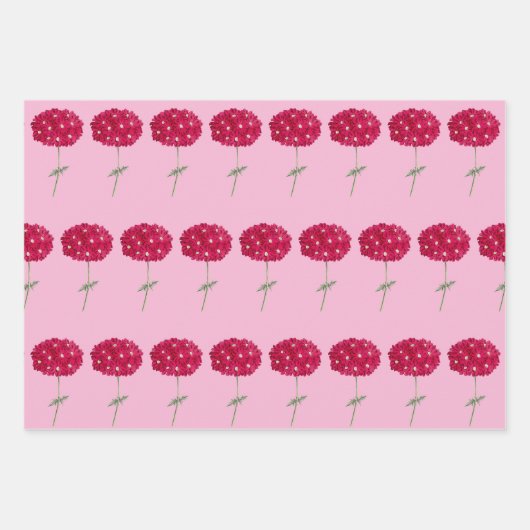 ヴィンテージスタイルマゼンタアジサイのラップクラフト ラッピングペーパーシート (正面2)