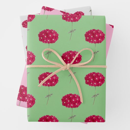ヴィンテージスタイルマゼンタアジサイのラップクラフト ラッピングペーパーシート (インサイチュ)