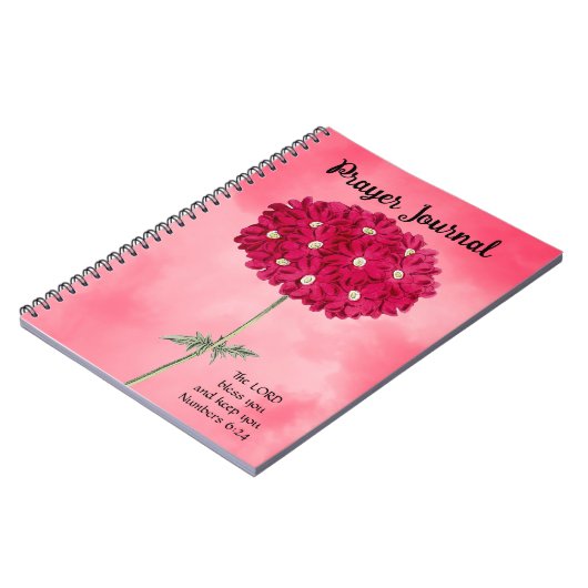 ヴィンテージスタイルマゼンタアジサイ祈りの言葉ジャーナル ノートブック (左側)