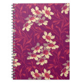 ヴィンテージスタイルマゼンタピンクフローラスパイラル ノートブック (正面)