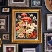 ヴィンテージスタイルマッシュルームアートポスター ポスター