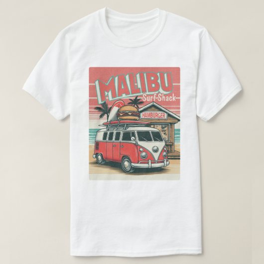 ヴィンテージスタイルマリブハンバーガースタンド&サーフシャック Tシャツ (デザイン正面)