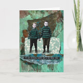 ヴィンテージスタイルミックスメディアルックグリーティングカード サンキューカード (正面)