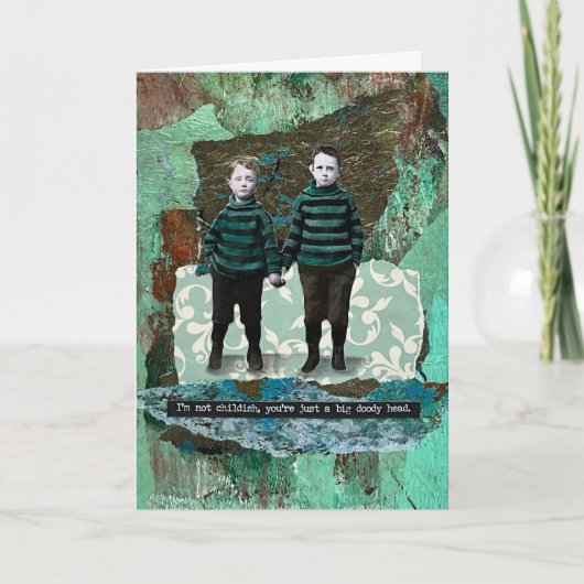 ヴィンテージスタイルミックスメディアルックグリーティングカード サンキューカード (正面)