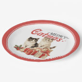 ヴィンテージスタイルムーヴィキャットクリスマスクリスマス ペーパープレート (アングル)