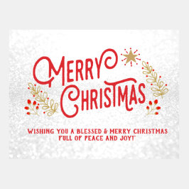 ヴィンテージスタイルメリークリスマスと金ゴールドアクセント ポストカードテンプレート