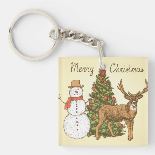 ヴィンテージスタイルメリークリスマス キーホルダー (正面)