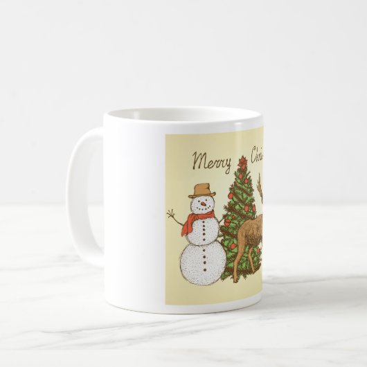 ヴィンテージスタイルメリークリスマス コーヒーマグカップ (正面左)