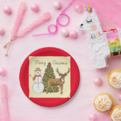 ヴィンテージスタイルメリークリスマス ペーパープレート (パーティー)
