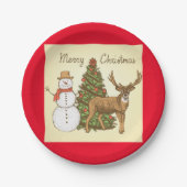 ヴィンテージスタイルメリークリスマス ペーパープレート (正面)