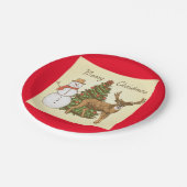 ヴィンテージスタイルメリークリスマス ペーパープレート (アングル)