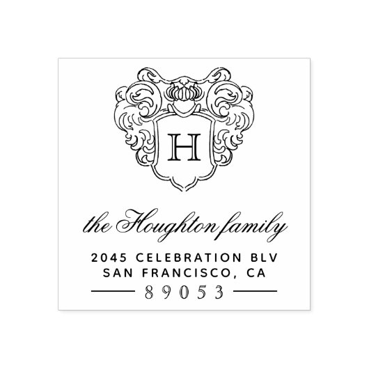 ヴィンテージスタイルモノグラムフレーム差出人住所 ラバースタンプ (インプリント)