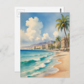 ヴィンテージスタイルモンテカルロビーチトラベル ポストカード (正面/裏面)