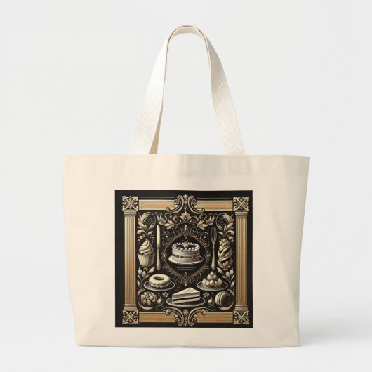 ヴィンテージスタイルラグジュアリーペストリー&ベーカーズ ラージトートバッグ (正面)