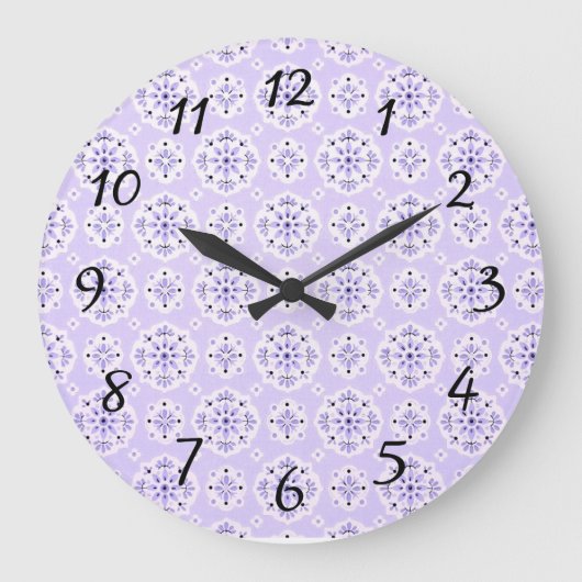 ヴィンテージスタイルラベンダーパープルパステルウォールクロック ラージ壁時計 (正面)