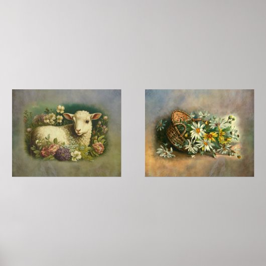 ヴィンテージスタイルランプと花籠ビューティフル (正面)