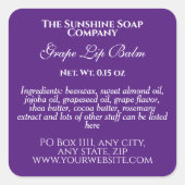 ヴィンテージスタイルリップクリーム管ラベル – 紫 スクエアシール (正面)