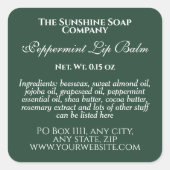 ヴィンテージスタイルリップクリーム管ラベル – 緑 スクエアシール (正面)