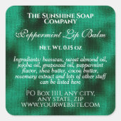 ヴィンテージスタイルリップバームチューブラベル – グリーンフォイル スクエアシール (正面)
