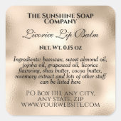 ヴィンテージスタイルリップバームチューブラベル – パール箔 スクエアシール (正面)