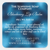 ヴィンテージスタイルリップバーム管ラベル – ブルーフォイル スクエアシール (正面)