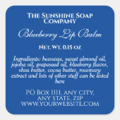 ヴィンテージスタイルリップバーム管ラベル – 青 スクエアシール (正面)