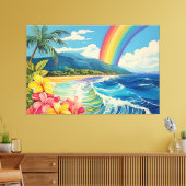 ヴィンテージスタイルリトグラフトロピカルXLアート キャンバスプリント (インサイチュ (リビング))